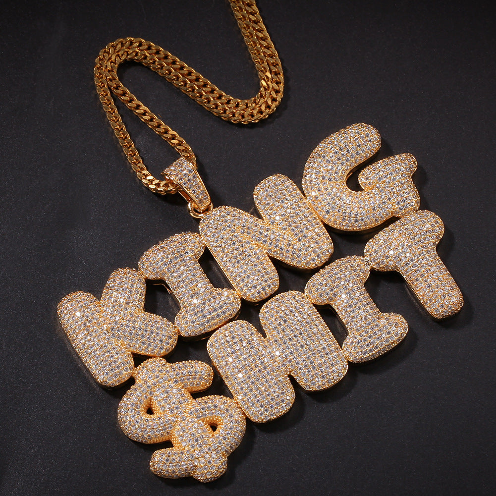 Hip-Hop Zircon English 26 Letters Micropaved Pendant - MERGE.DAY.1.FREESTYLE