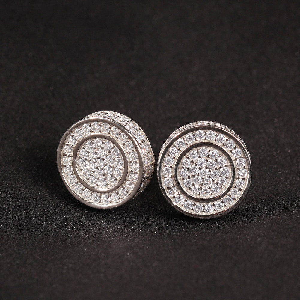 Hip Hop diamond-encrusted 925 silver stud earrings - MERGE.DAY.1.FREESTYLE