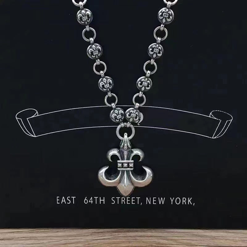 Retro personalized anchor scout flower pendant cross chain necklace - MERGE.DAY.1.FREESTYLE