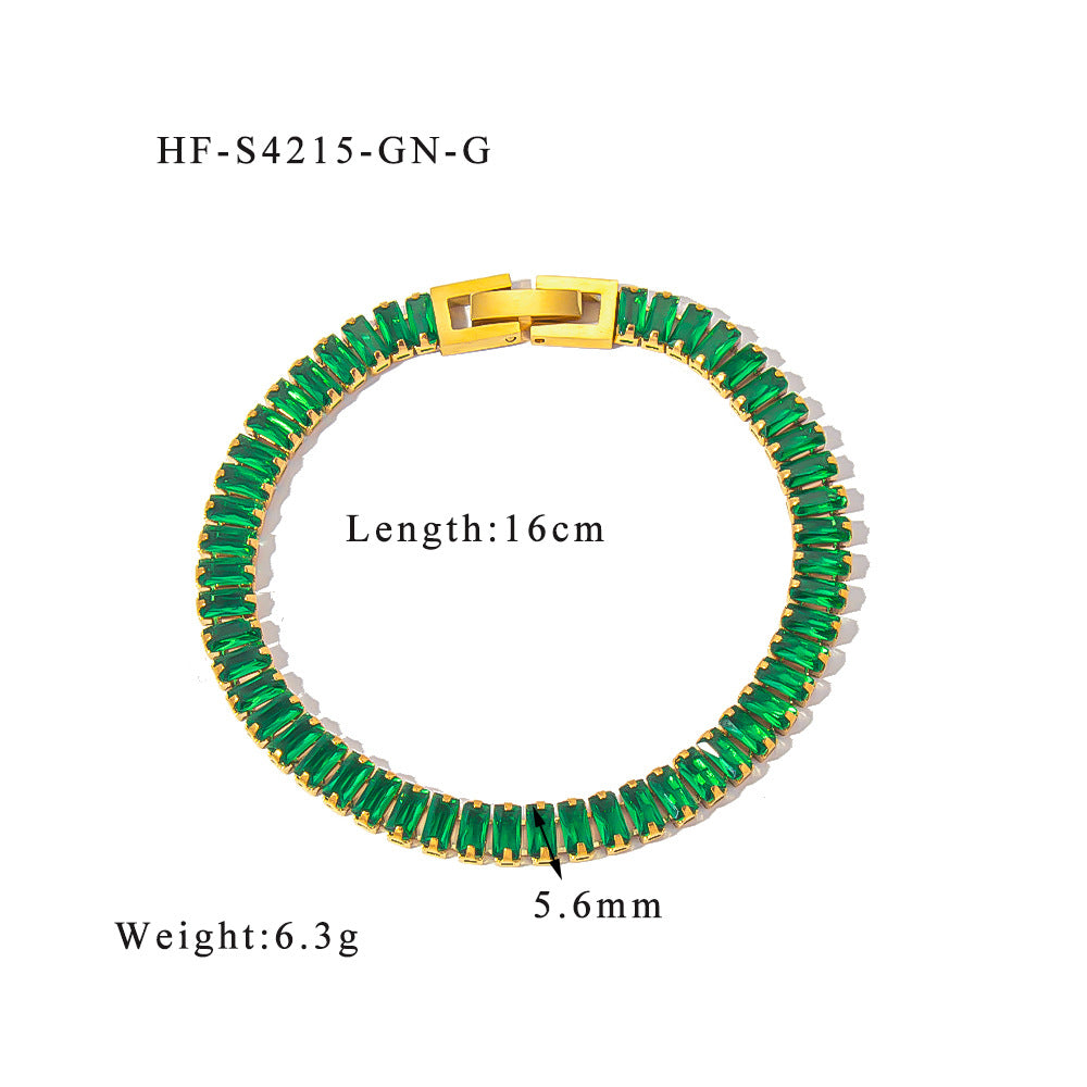 Stainless steel color zircon tennis chain - MERGE.DAY.1.FREESTYLE