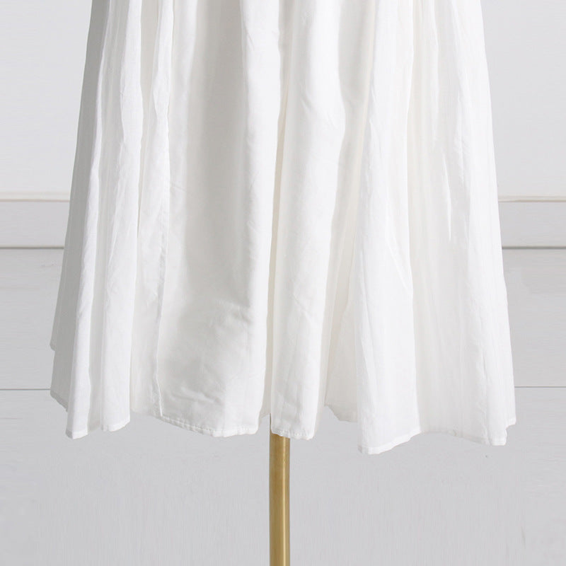 Pleated suspender long solid color full skirt dress - MERGE.DAY.1.FREESTYLE