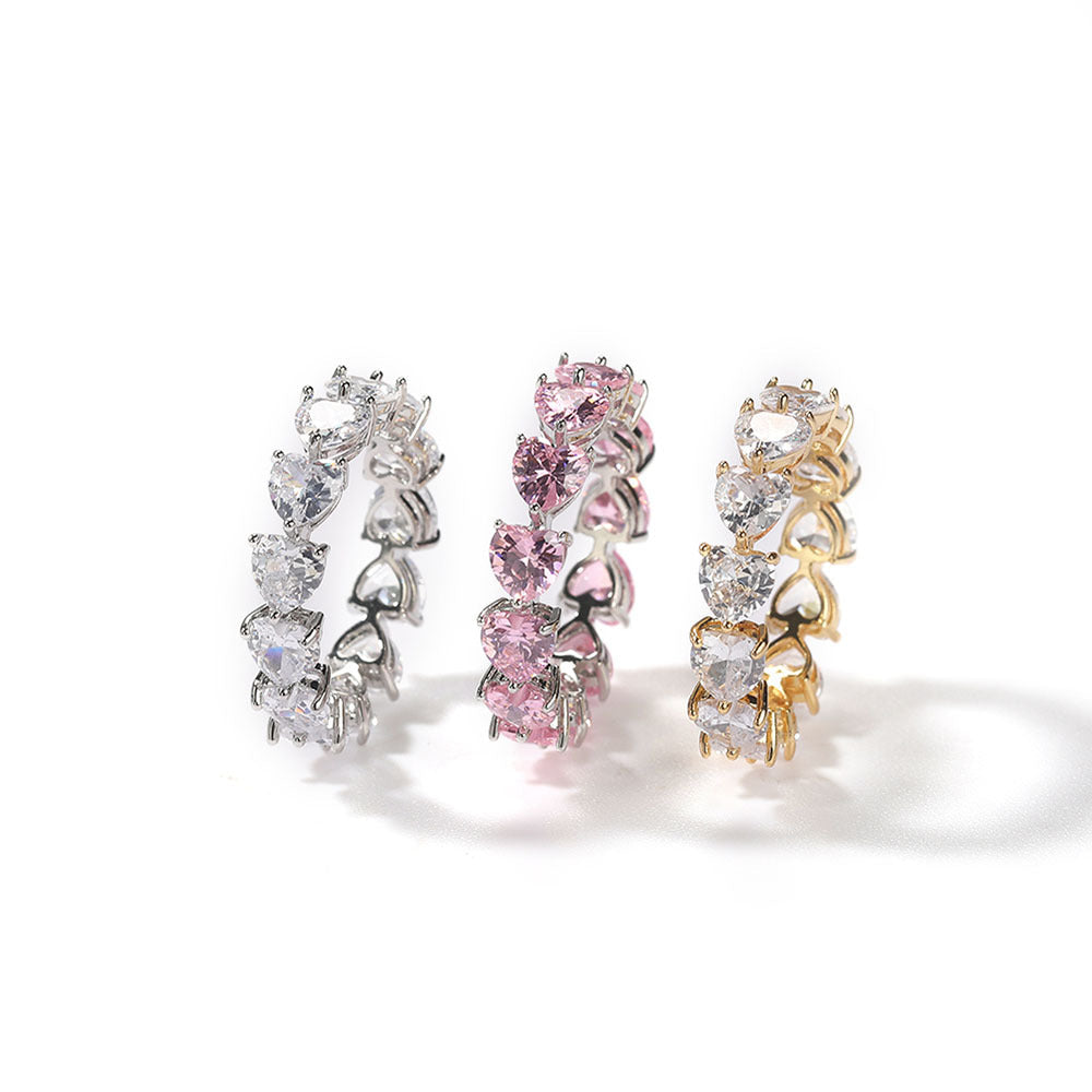 Hip-hop single-row heart-shaped zircon rings - MERGE.DAY.1.FREESTYLE