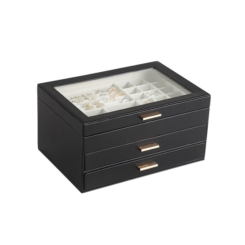 PU leather window multi-layer drawer-style jewelry box - MERGE.DAY.1.FREESTYLE