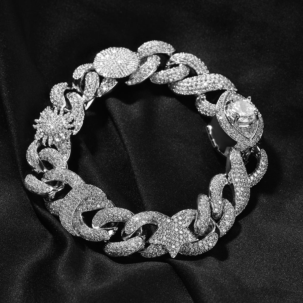 Hip-hop zircon-encrusted sun, star and eye necklace - MERGE.DAY.1.FREESTYLE