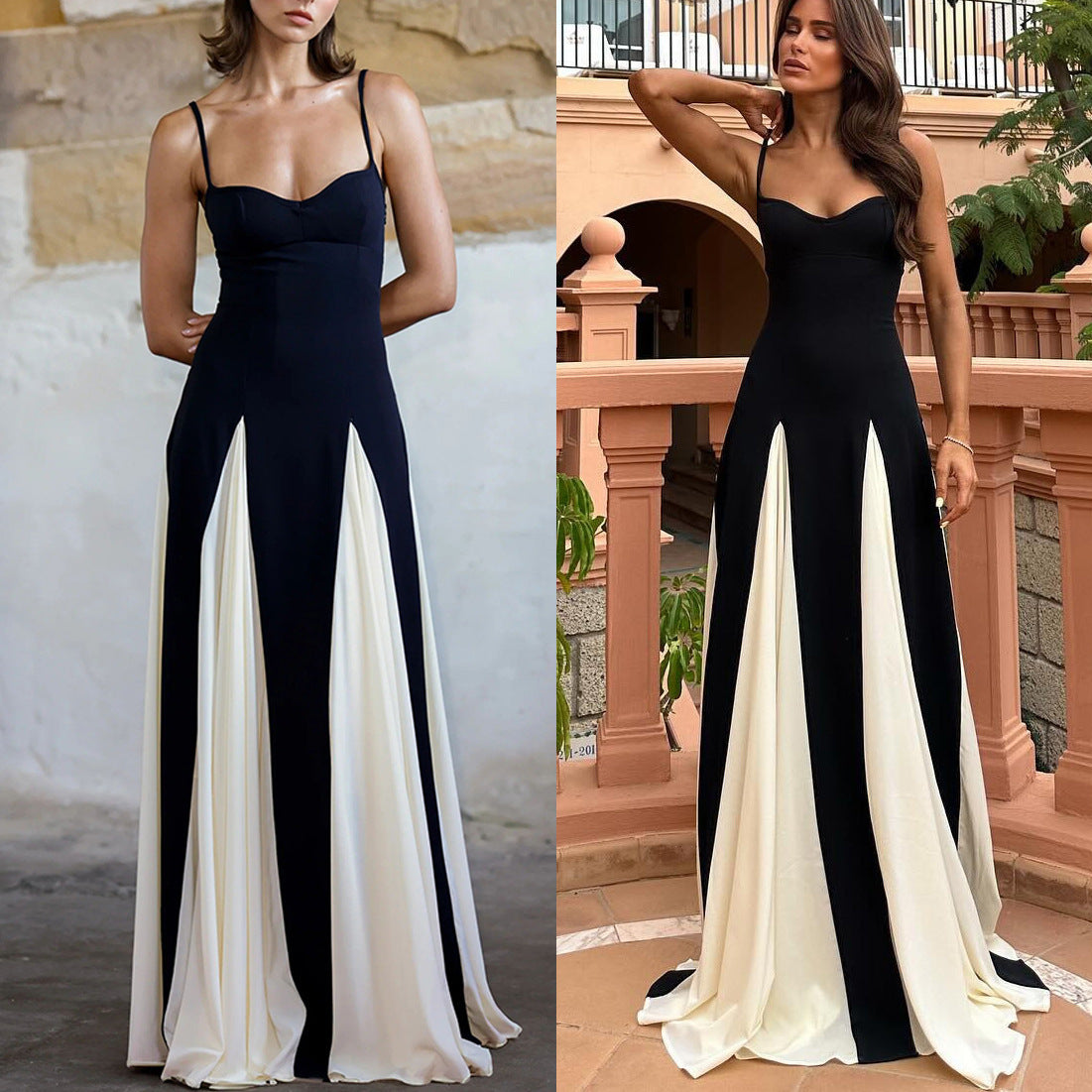 Sling contrast color dress - MERGE.DAY.1.FREESTYLE