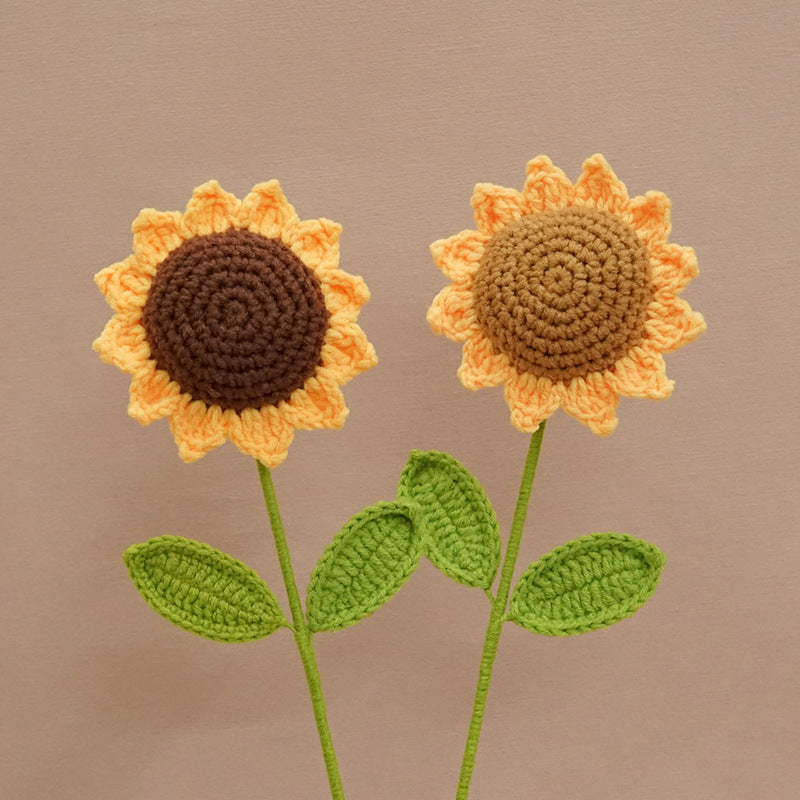 Sunflower hand-knitted flowers wool crocheted gift flower - MERGE.DAY.1.FREESTYLE