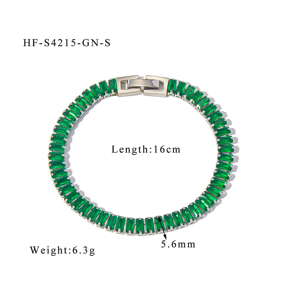 Stainless steel color zircon tennis chain - MERGE.DAY.1.FREESTYLE