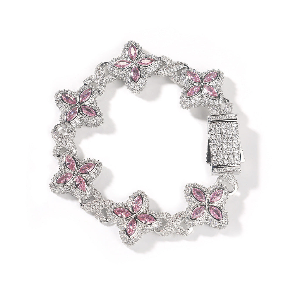 Hip-hop zircon colored infinite four-leaf clover bracelet - MERGE.DAY.1.FREESTYLE