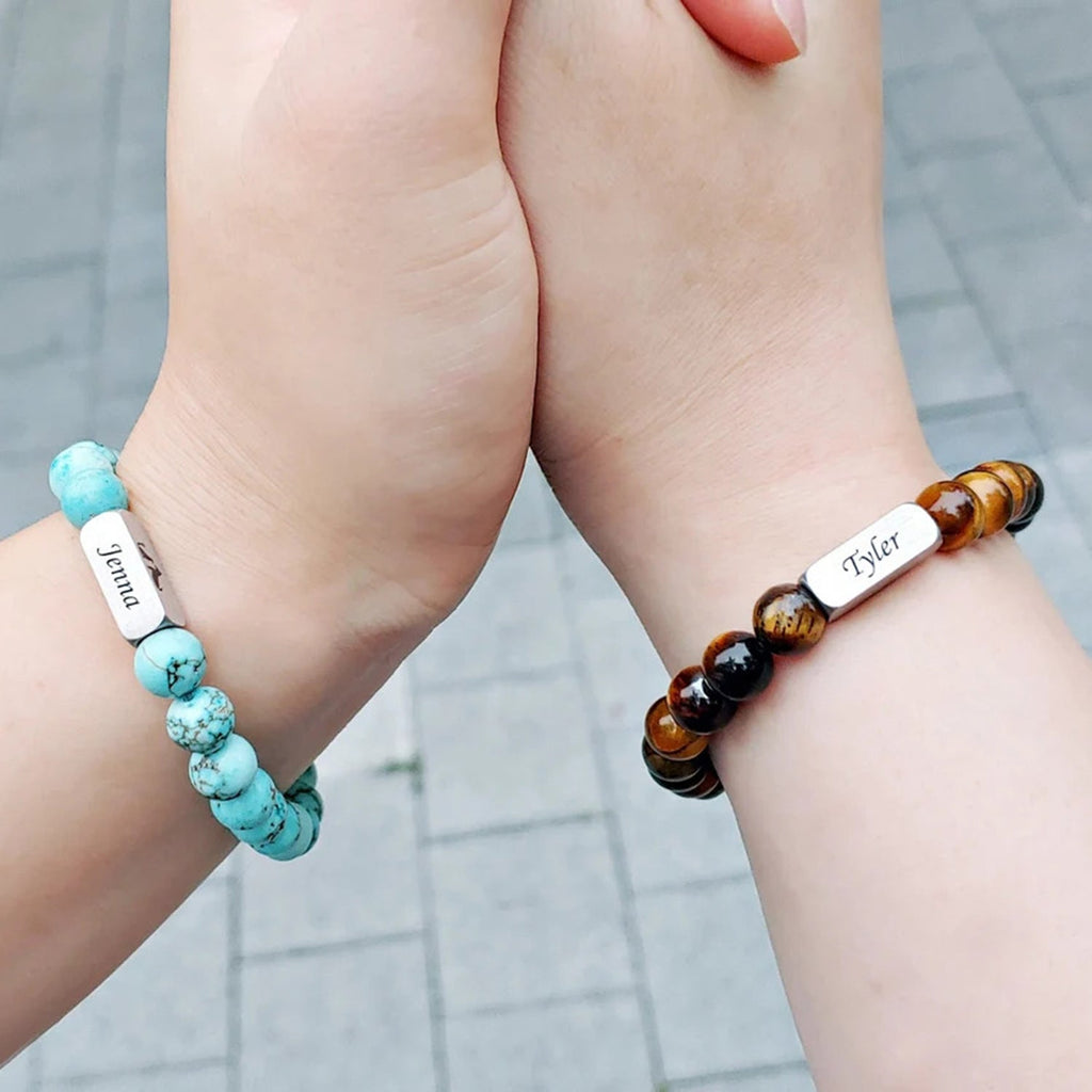 Stainless steel engraved beaded bracelet - MERGE.DAY.1.FREESTYLE