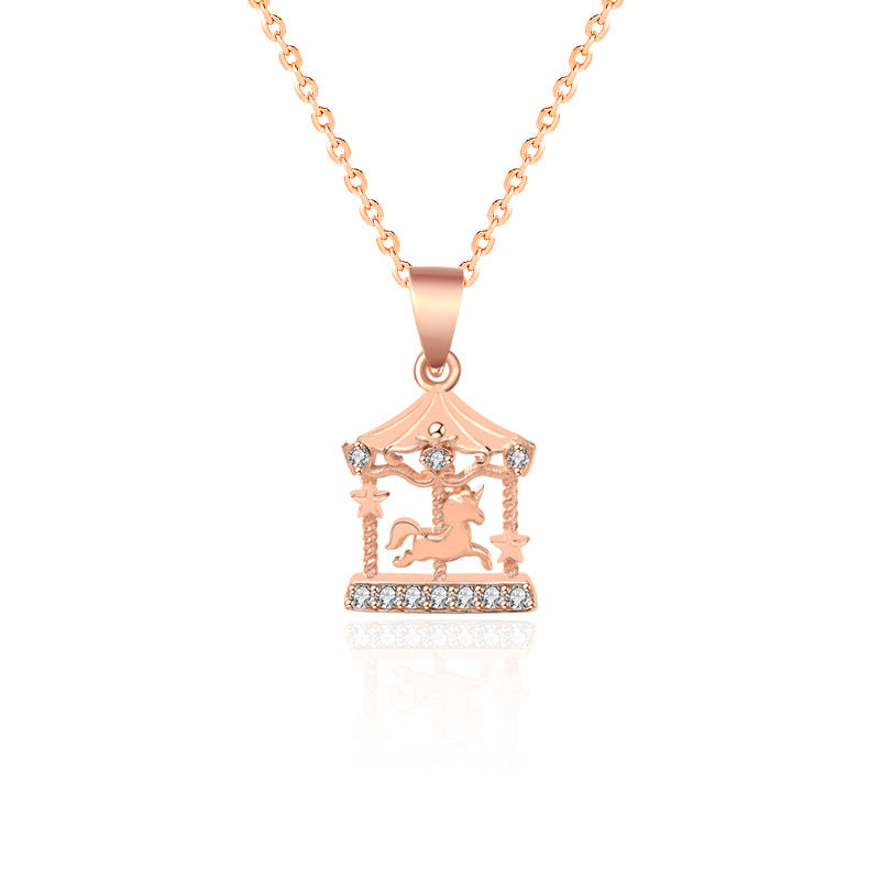 925 silver color gold necklace micro-set zircon accessories female carousel clavicle chain - MERGE.DAY.1.FREESTYLE