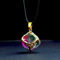 Natural stone mixed color crystal gold edge pendant - MERGE.DAY.1.FREESTYLE