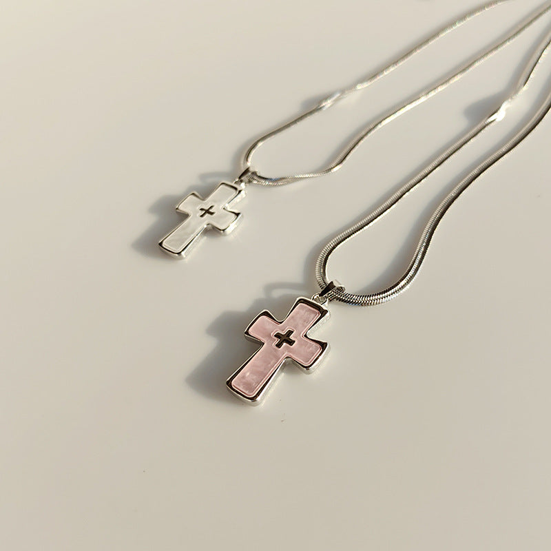 High-grade blade chain double cross pendant necklace - MERGE.DAY.1.FREESTYLE
