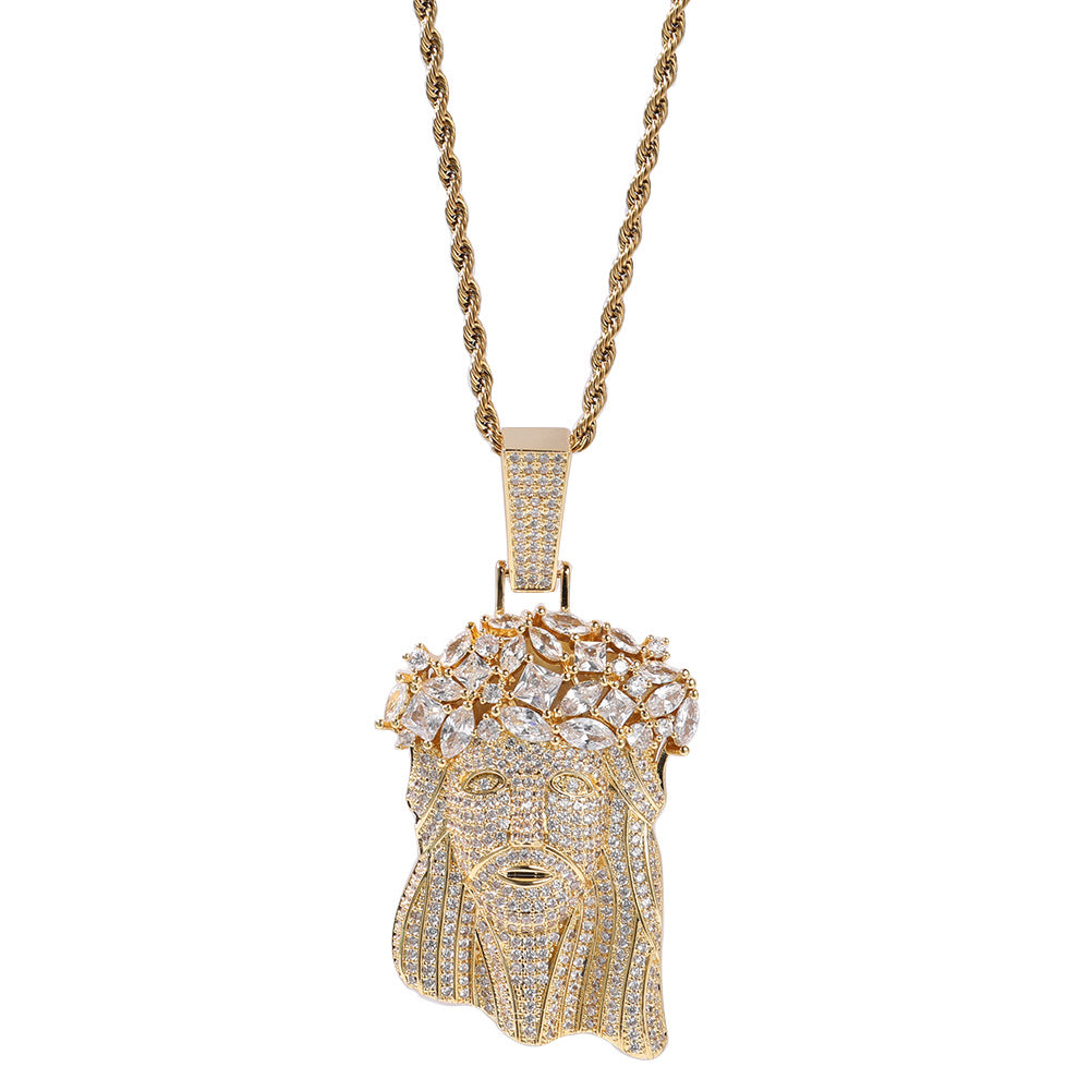 Hip Hop Iced Out CZ Jesus Piece Pendant Necklace - MERGE.DAY.1.FREESTYLE