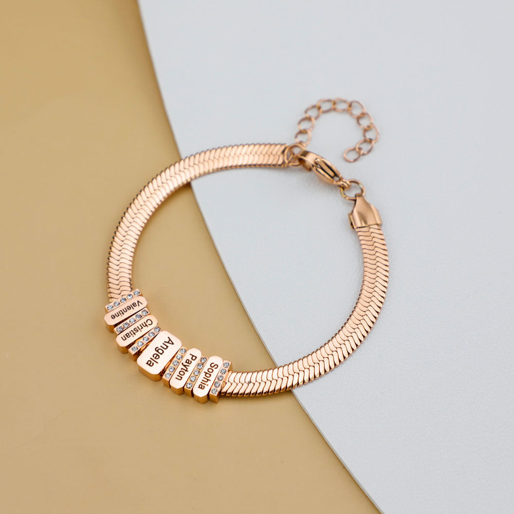 Flat snake bone chain diamond engraving bracelet - MERGE.DAY.1.FREESTYLE