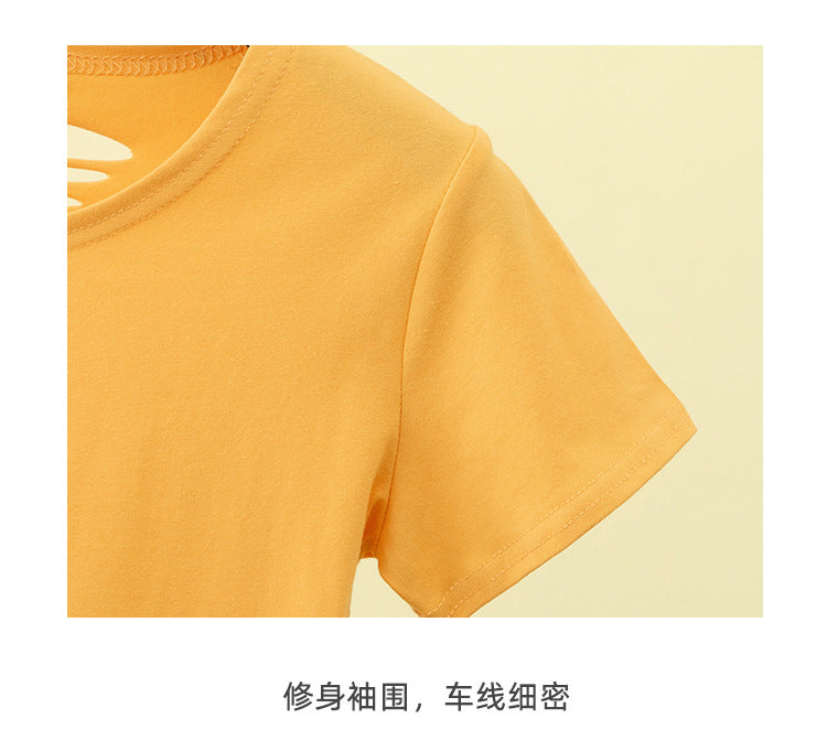 Summer ripped tight backless high waist T-shirt - MERGE.DAY.1.FREESTYLE