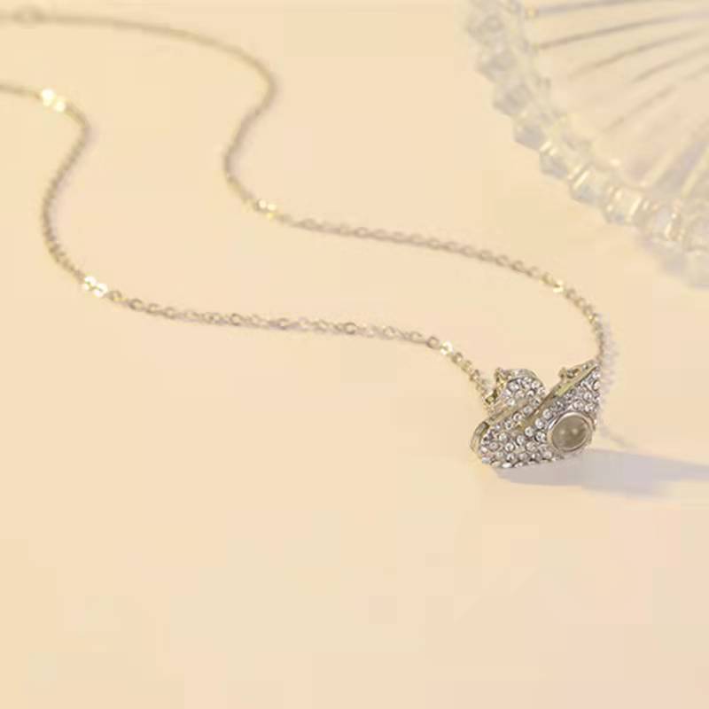 Custom Photo Projection Swan Pendant Necklace - MERGE.DAY.1.FREESTYLE