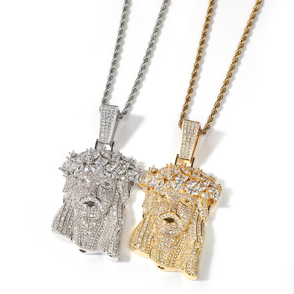 Hip Hop Iced Out CZ Jesus Piece Pendant Necklace - MERGE.DAY.1.FREESTYLE