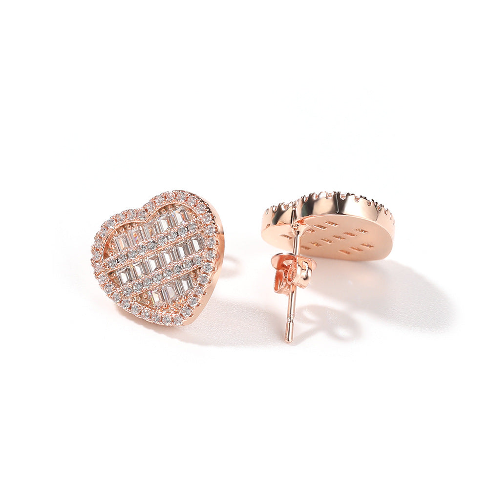 Hip-hop inlaid zircon heart-shaped earrings - MERGE.DAY.1.FREESTYLE