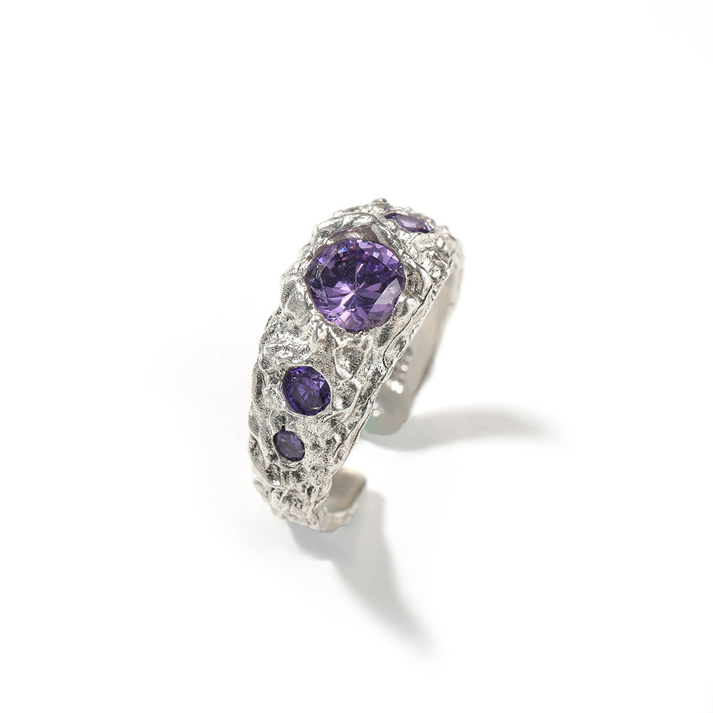 Hip-Hop 925 Silver Ring with Purple Zircon - MERGE.DAY.1.FREESTYLE