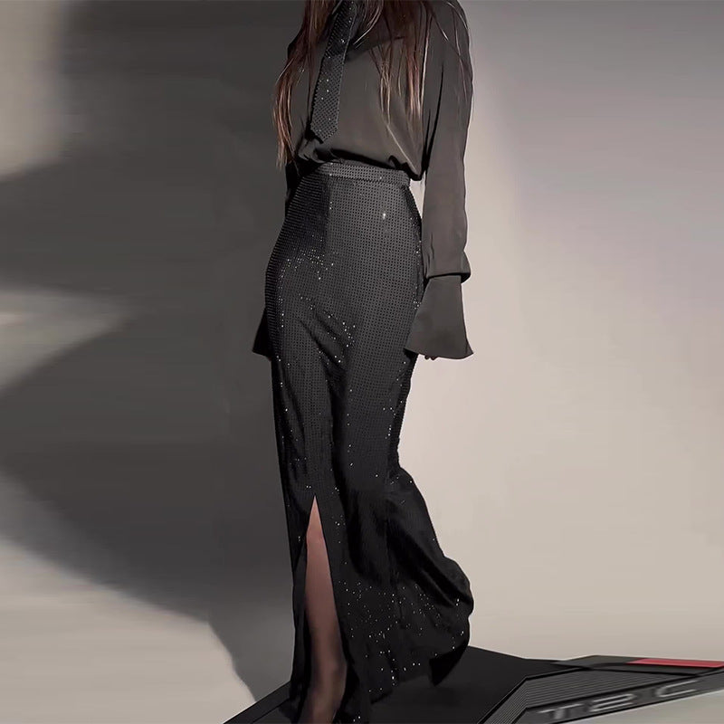 Fashionable and elegant hot diamond slit hip skirt suit - MERGE.DAY.1.FREESTYLE