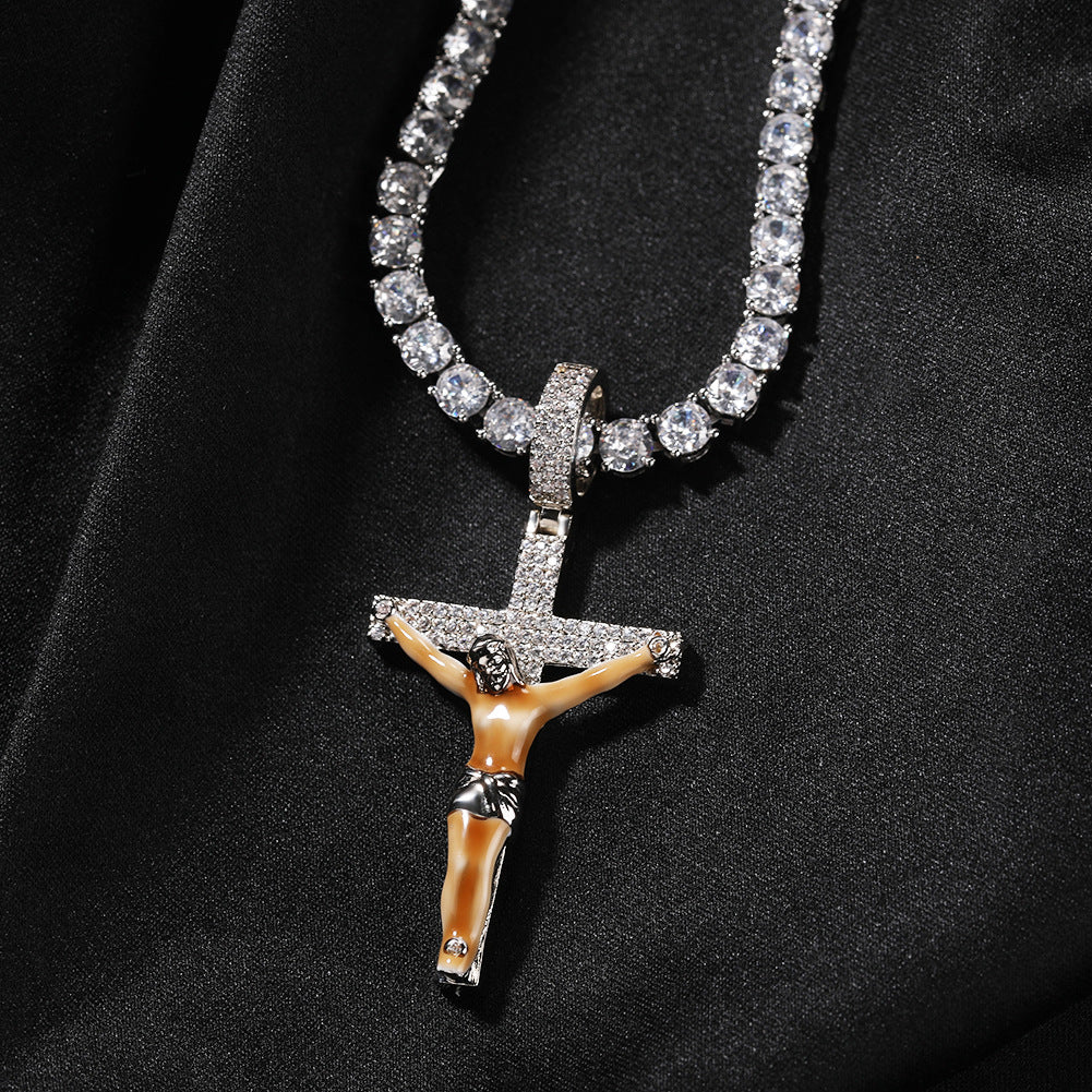 Enamel Cross Diamond Pendant - MERGE.DAY.1.FREESTYLE