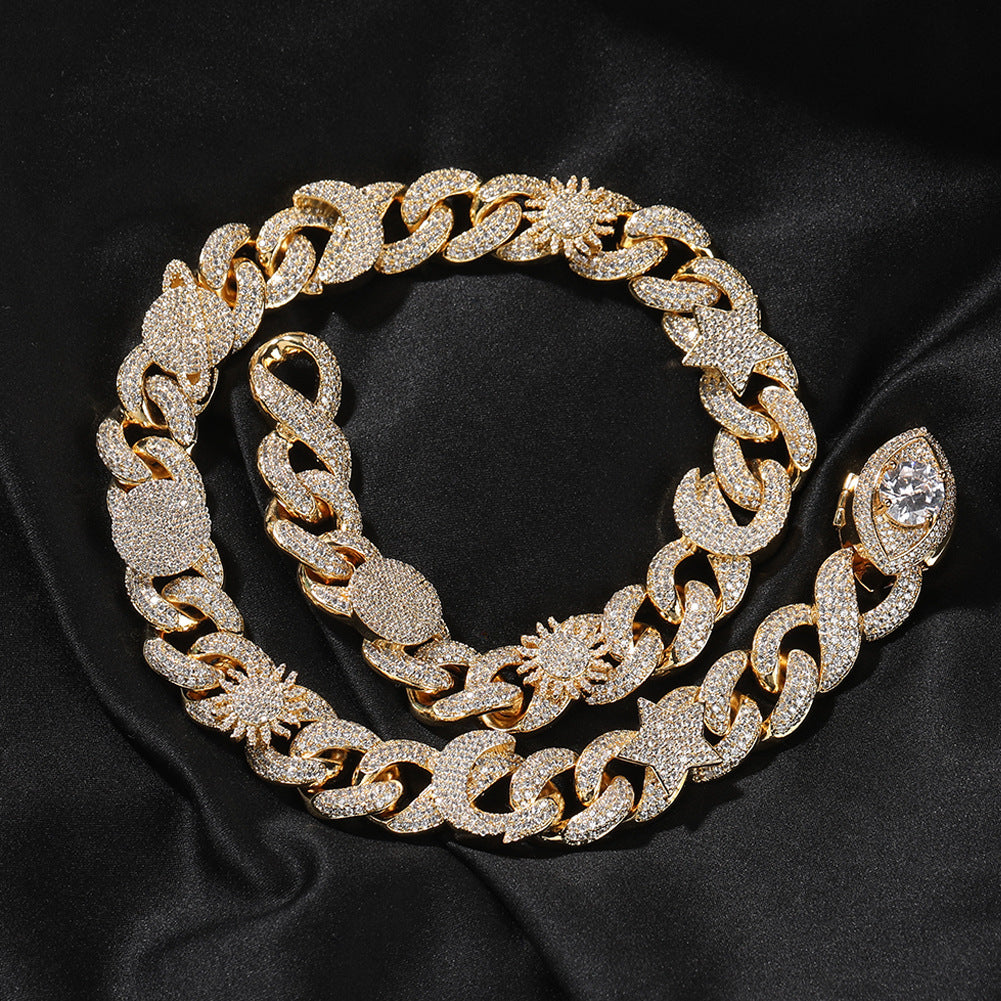 Hip-hop zircon-encrusted sun, star and eye necklace - MERGE.DAY.1.FREESTYLE