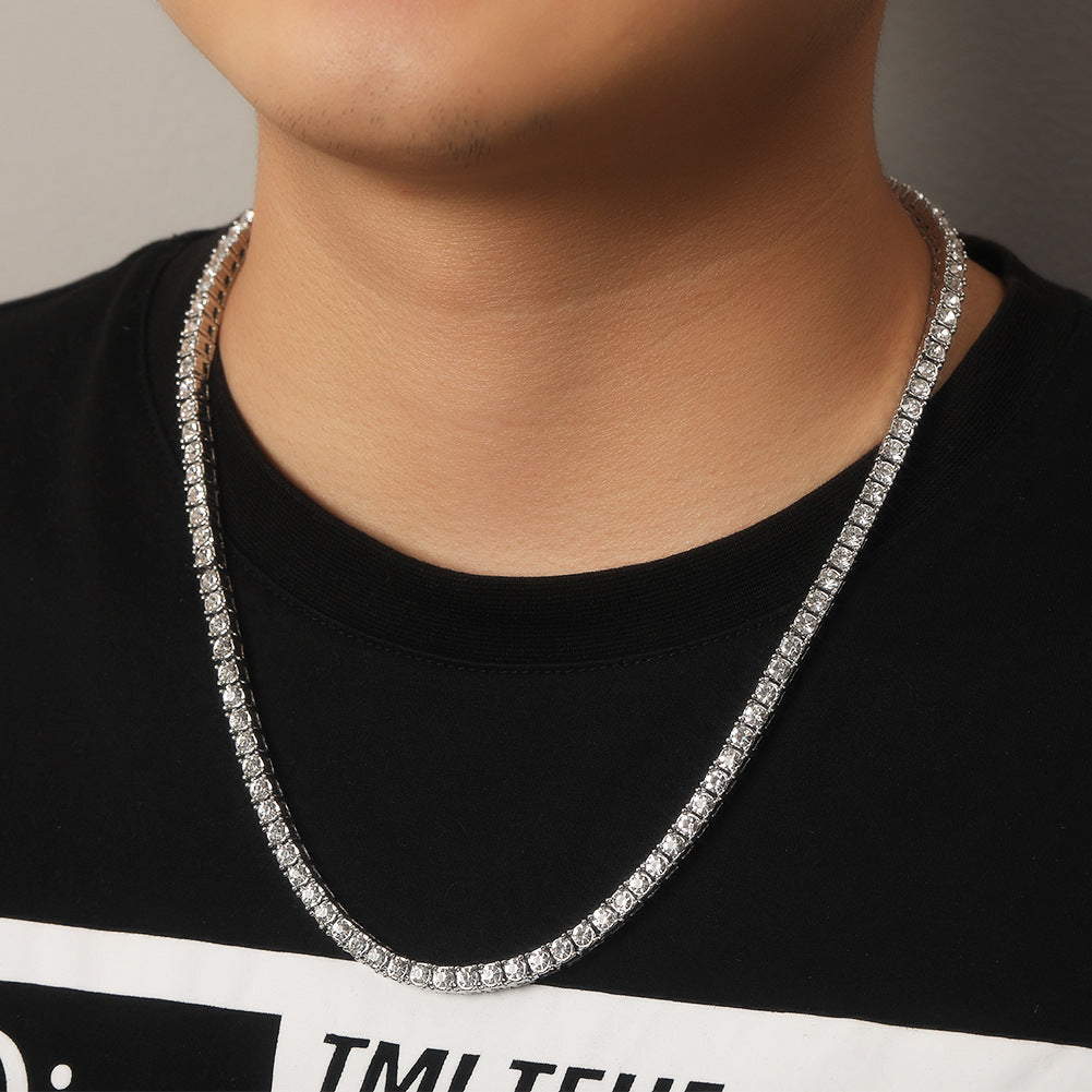 mens gold Rhinestone Row Tennis Chain necklace - MERGE.DAY.1.FREESTYLE