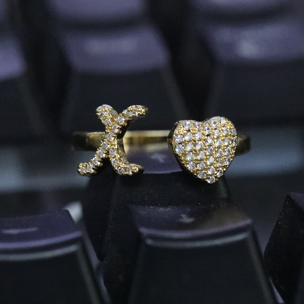 Hip-hop zircon-encrusted 26 English letters ring - MERGE.DAY.1.FREESTYLE