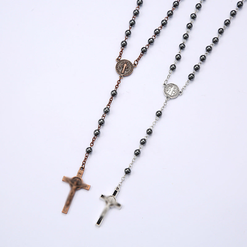 Hematite Cross Necklace - MERGE.DAY.1.FREESTYLE