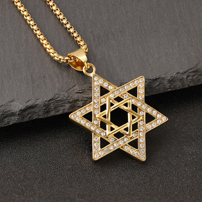 star of david necklace diamond-studded double-layer necklace - MERGE.DAY.1.FREESTYLE