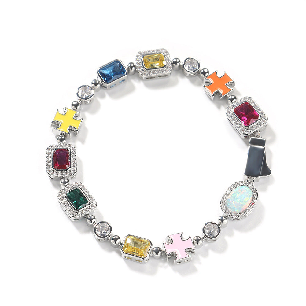 Hip-hop diamond multi-colored gemstone necklace - MERGE.DAY.1.FREESTYLE