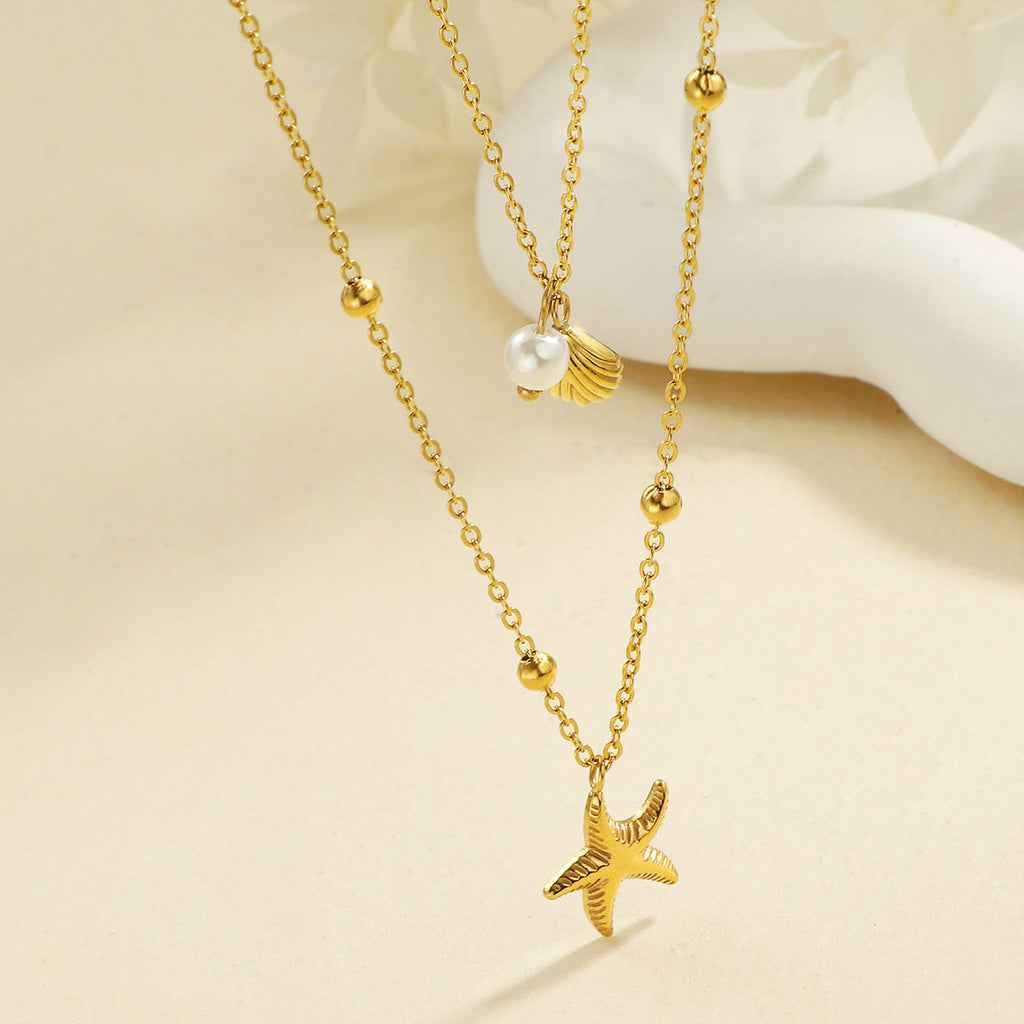 starfish necklace pearl double-layered necklace - MERGE.DAY.1.FREESTYLE
