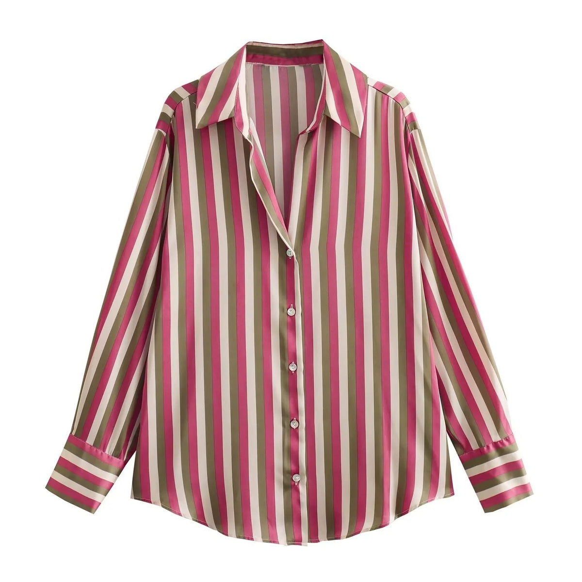 Striped satin long-sleeved shirt - MERGE.DAY.1.FREESTYLE