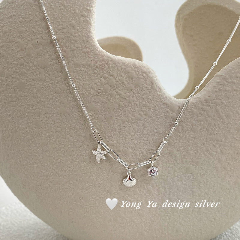 S925 sterling silver shell starfish necklace - MERGE.DAY.1.FREESTYLE