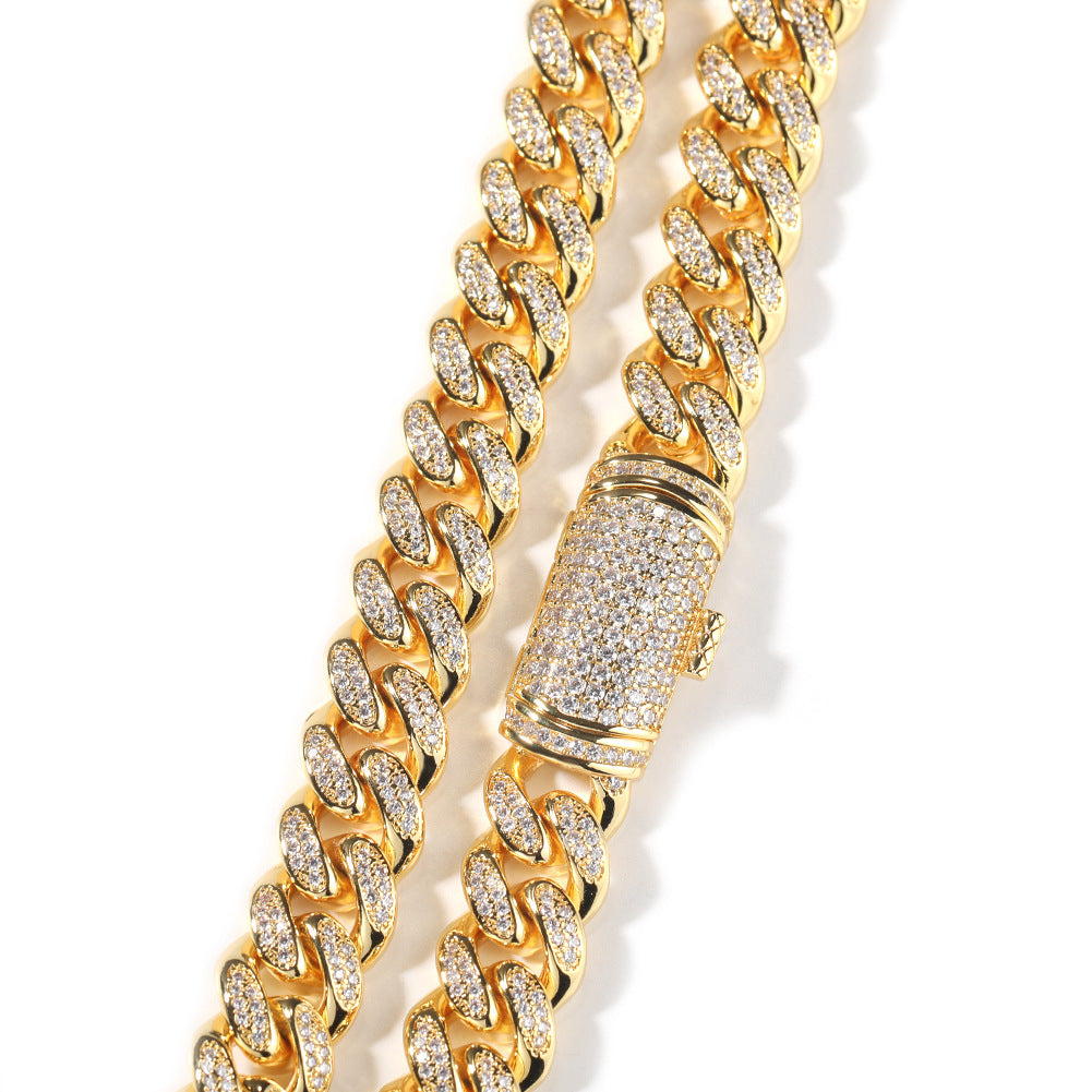 Hip-hop diamond-encrusted zircon three-cross Cuban necklace - MERGE.DAY.1.FREESTYLE