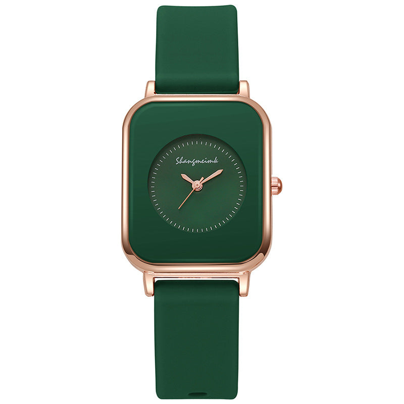 Casual square-shaped, elegant quartz silicone strap student watches. - MERGE.DAY.1.FREESTYLE