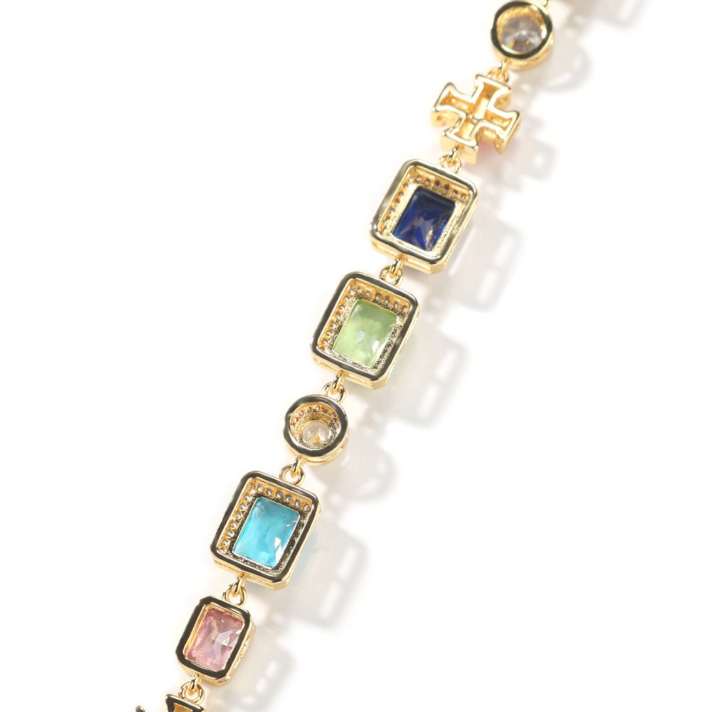 Exquisite diamond-encrusted colored gemstone bracelet and necklace - MERGE.DAY.1.FREESTYLE