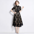 French lace round neck dress - MERGE.DAY.1.FREESTYLE