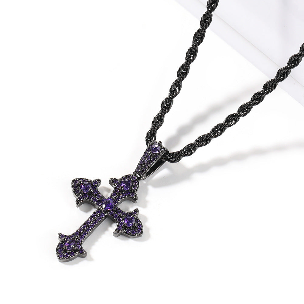 Hip-Hop Diamond-Encrusted Zircon Cross Necklace - MERGE.DAY.1.FREESTYLE