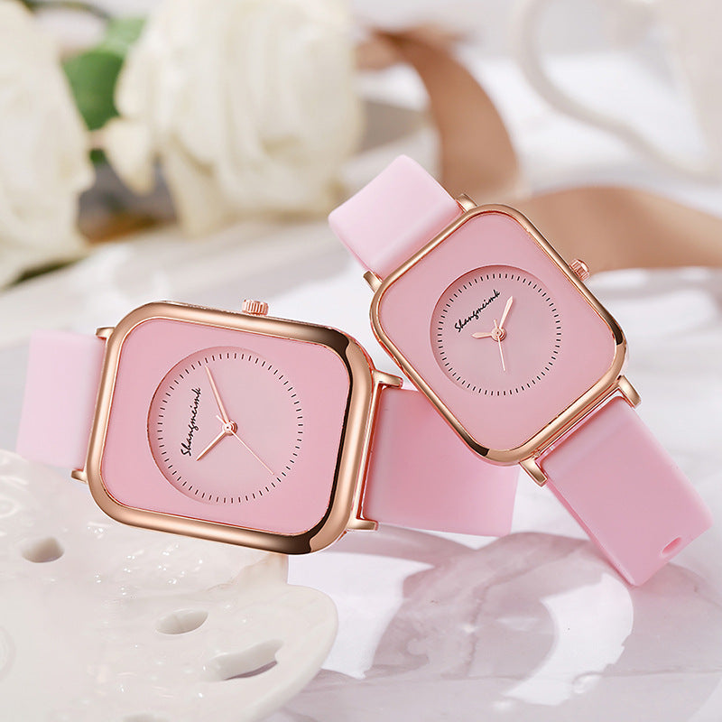Casual square-shaped, elegant quartz silicone strap student watches. - MERGE.DAY.1.FREESTYLE