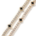 Hip-hop four-leaf clover diamond tennis chain necklace bracelet - MERGE.DAY.1.FREESTYLE