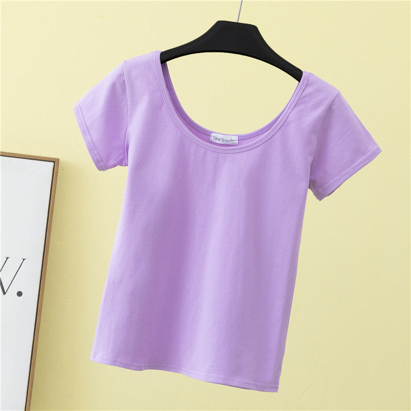 Summer slim fit large U-neck short-sleeved T-shirt - MERGE.DAY.1.FREESTYLE
