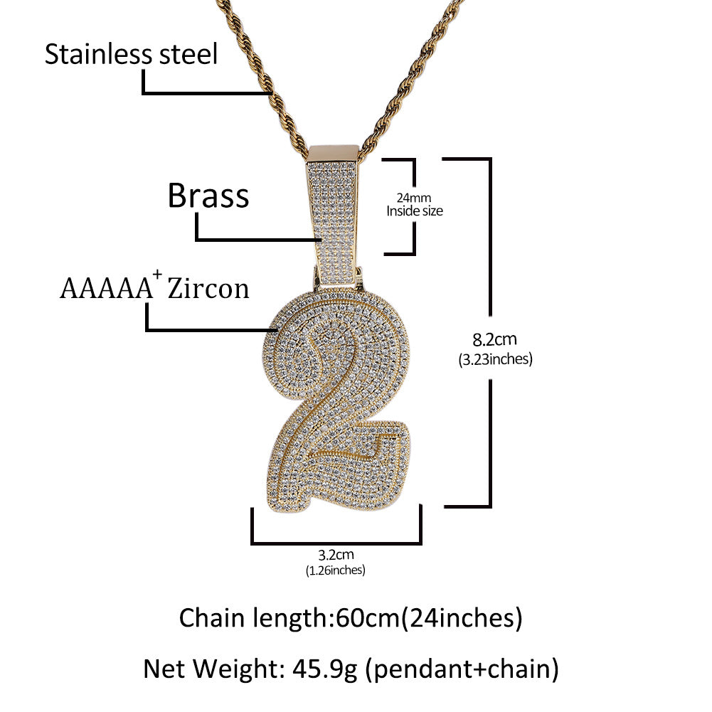 Hip-hop diamond-encrusted number pendant - MERGE.DAY.1.FREESTYLE