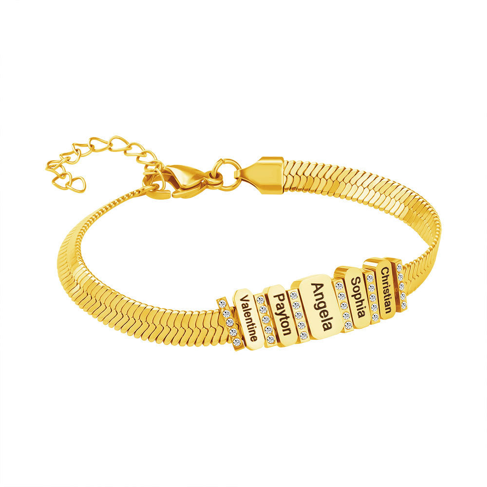 Flat snake bone chain diamond engraving bracelet - MERGE.DAY.1.FREESTYLE
