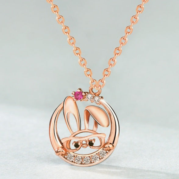 Cute Rabbit Inlaid Zircon Necklace Sterling Silver 925 Personality Clavicle Chain - MERGE.DAY.1.FREESTYLE