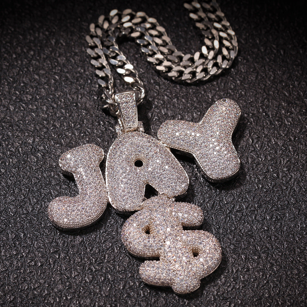 Hip-Hop Zircon English 26 Letters Micropaved Pendant - MERGE.DAY.1.FREESTYLE