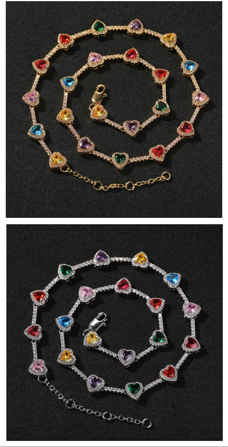 Hip-hop colorful heart-shaped adjustable bracelet and necklace - MERGE.DAY.1.FREESTYLE
