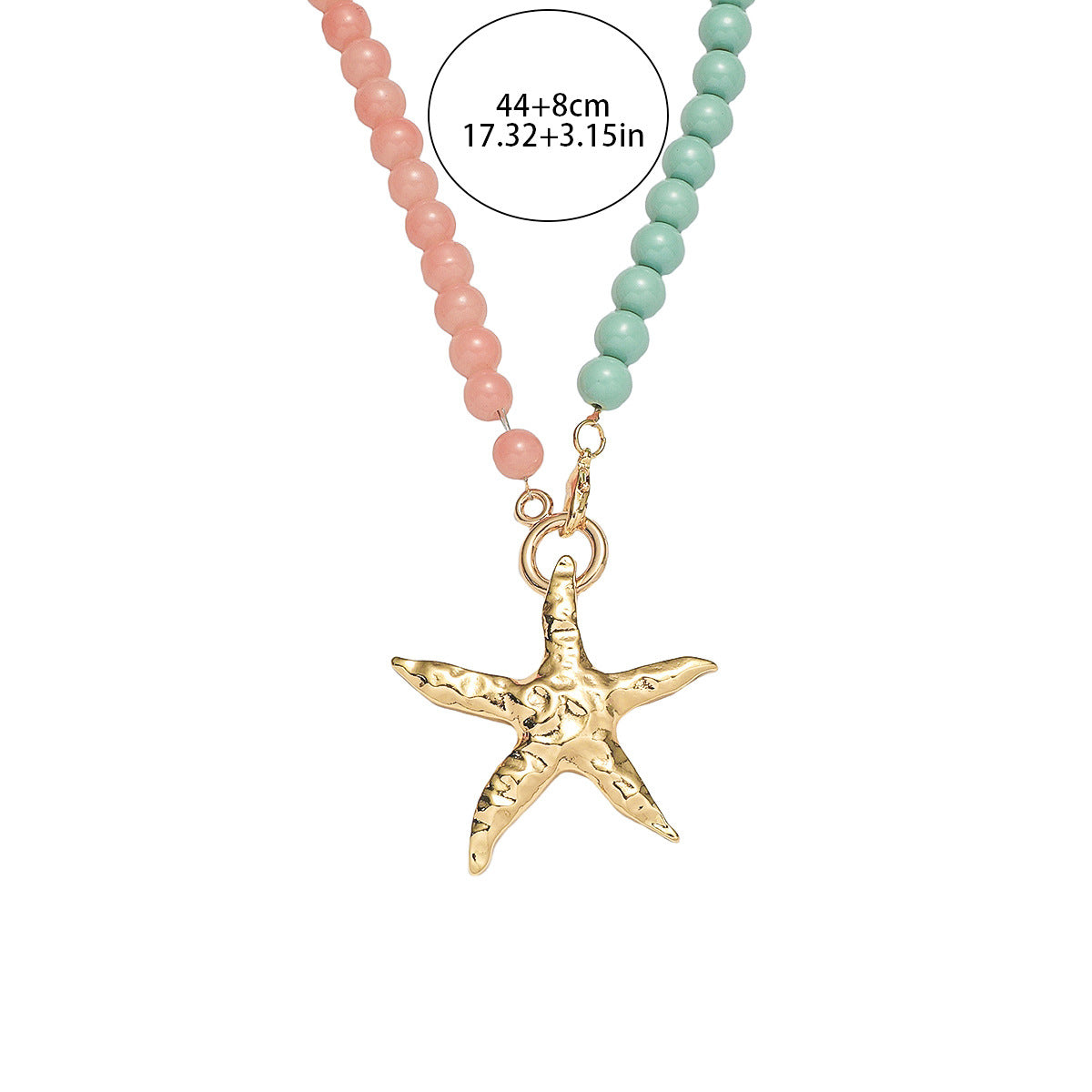 starfish necklace glass beaded red green necklace - MERGE.DAY.1.FREESTYLE