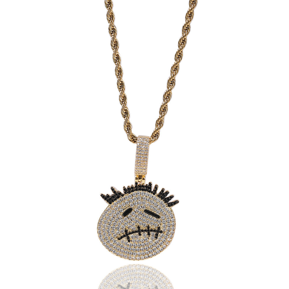 Hip-hop cartoon zircon spiky-head avatar necklace - MERGE.DAY.1.FREESTYLE