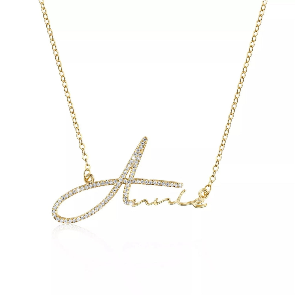 Handwritten signature personalized nameplate necklace - MERGE.DAY.1.FREESTYLE